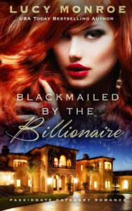 Blackmailed by the Billionaire Book Cover: a redheaded woman and a mansion